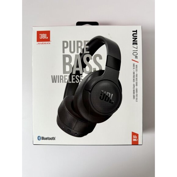 JBL Tune 710BT Bluetooth Wireless Over-Ear Headphones Black Deep Bass New - Picture 1 of 6